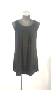 Wrapper Black Tunic Top Size Medium Ruffle Trim Sleeveless - Picture 1 of 6