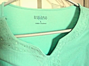 HILLARD & HANSON Knit Top Shirt ~ Mint Green ~ Embroidered ~ Stretch size L - Picture 1 of 4