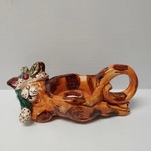 VTG 2002 Blue Sky Clayworks Heather Goldminc Xmas Cat Tea Light Holder - Picture 1 of 10