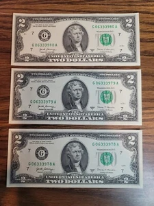 Sequential Uncirculated Two Dollar Bills, $2, Series 2017A *SEE DESCRIPTION - Picture 1 of 5