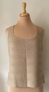 St. John Size M Solid Beige Scoop Neckline Knit Sleeveless Top - Picture 1 of 3