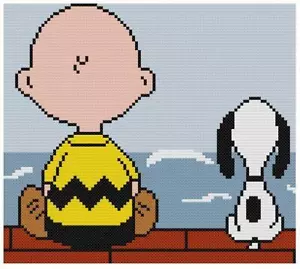 KREUZSTICH + BASTELMUSTER Peanuts Charlie Brown Snoopy Hund Dock Pier Ocean Bay - Bild 1 von 17