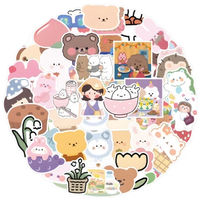 100pcs Cute Pastel Animal Stickers Pack For Children Kids Babies Bear Decal Gift