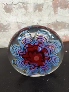 Vintage Signed Michael Nourot NCF•02•16 Marbrie Art Glass Paperweight 4”  E1 - Picture 1 of 4