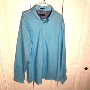Tommy Hilfiger Men's Slim Non-Iron Dress Shirt Blue White Gingham Check 17 34/35 - Picture 1 of 9
