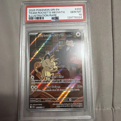 2280 Team Rocket's Meowth 2025 Pokemon SV Destined Rivals - DRI EN #203 PSA 10 - Image 1 of 2