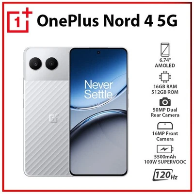NEW OnePlus Nord 4 5G 16GB+512GB SILVER Dual SIM Unlocked Android Mobile Phone - Bild 1 von 4