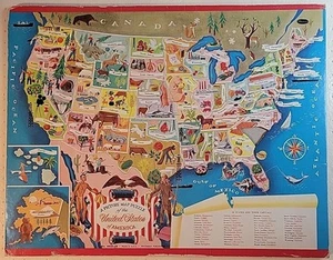 VINTAGE WHITMAN FOTO PUZZLE DEGLI STATI UNITI D'AMERICA 48 STATI COMPLETO - Foto 1 di 5