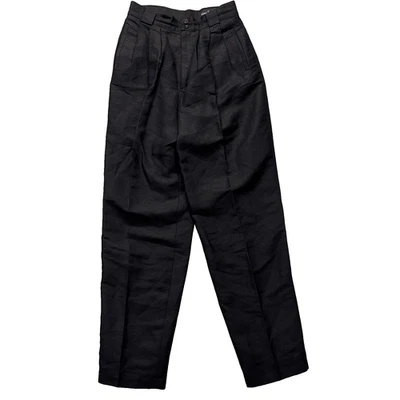 Брюки женские Giorgio Sant'Angelo 8 черные льняная смесь плиссированные высокая посадка сужающиеся - Изображение 1 из 4