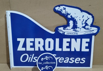 Zerolene Oils & Greases Porcelain Enamel Sign  26 x 18  Inches 2 Sided - Image 1 of 4
