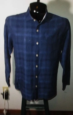 TOMMY BAHAMA 蓝色亚麻长袖衬衫男式 L 码 — 第 1/4 张图片