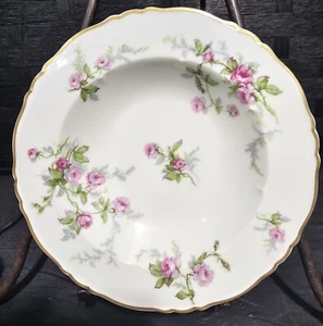 Haviland & Co Limoges Pink Wild Rose Rimmed Soup Bowl 7.75" Schleiger - Picture 1 of 4