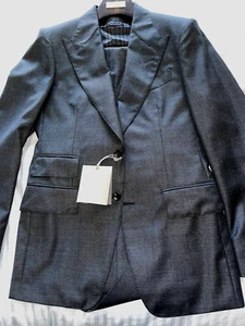 $5.2k NWT TOM FORD charcoal GRAY Shelton 36R eu46 Peak Lapel 3 piece Wool suit - Picture 1 of 19
