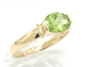 Peridot Ring 585 Gelbgold 14Kt Gold facettierter oval natürlicher Peridot - Bild 1 von 5