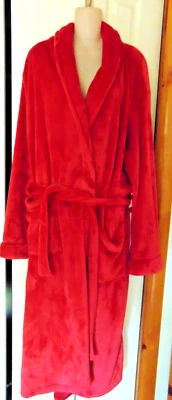 The Company Store Cálido Acogedor Grueso Largo Felpa Poliéster Cinturón Rojo Bata Pequeña Foto 1 de 4