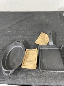 Old Mountain Pre Seasoned 5 x 3/4 Inch Square Mini Skillet Oval Loaf Pan Set NEW - Picture 1 of 10