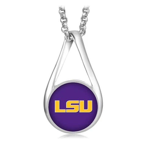 Purple LSU Tigers Womens Sterling Silver Necklace Louisiana State Gift D28 Cover