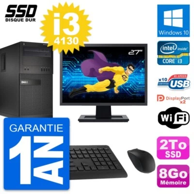 PC tour DELL XE2 MT Pantalla 27" Intel Core i3-4130 RAM 8Go GB 2To Windows 10 Wi - Imagen 1 de 4