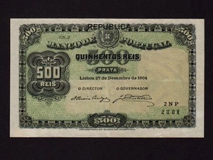 Portugal:P-105a, 500 Reis, 1904 * Overprint  REPUBLICA * EF * - Picture 1 of 2