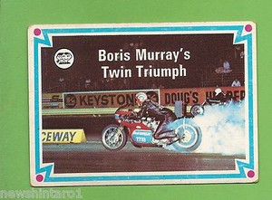 #D215. 1974  SCANLENS CHOPPERS & HOT BIKES CARD #32  BORIS MURRAY'S  TWIN TRIUMP