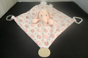 Manta de seguridad moderna con estampado de elefante blanco y rosa Lovey Sonajero Mordedores - Imagen 1 de 2