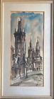 Watercolour Sign Ruber View From Prague With Church Tower And Seitenstrasse