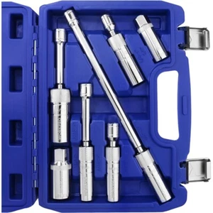 7PCS 3/8" Drive Magnetic Swivel Spark Plug Socket Set Thin Wall Socket Extension - Picture 1 of 10