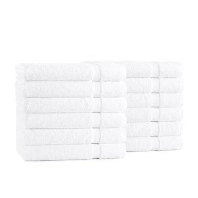 Admiral Hospitality Bath Towels 24x48 (12 Pack), White, Cotton Blend, Cam Border - Image 1 of 4