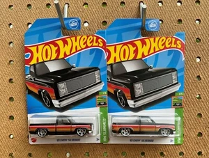 HOT WHEELS 2023 K CASE - '83 CHEVY SILVERADO BLACK RED SLAMMED - LOT OF 2 - Picture 1 of 3