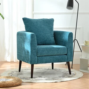 Modern Accent Chair Single Sofa Upholstered Armchair Barre Chair Club Chair Teal - Picture 1 of 24