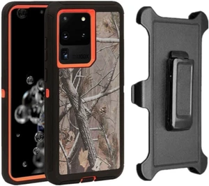 For Galaxy S23+Plus (ONLY) Defender Case W/(Belt Clip Fits Otterbox) Orange/Tree - Bild 1 von 2