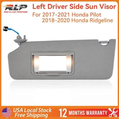Sun Visor Driver Left Gray with Mirror Light for 2017-2021 Honda Pilot Ridgeline Foto 1 de 4