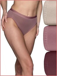 3 pares - Vanity Fair Comfort Where Counts ALTO CORTE Bragas Desnudo Borgoña Malva 6 M - Imagen 1 de 8