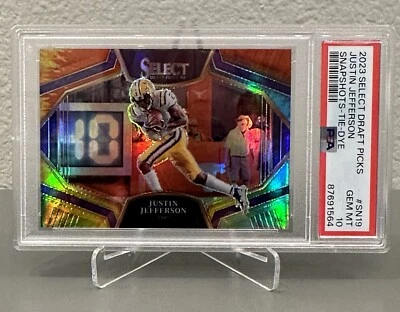 Justin Jefferson 2023 Panini Select Draft Picks Snapshots Tie Dye /25 PSA 10 - Image 1 of 3