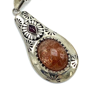Collar Colgante Suroeste Plata Esterlina Jaspe Rojo y Cornalina 22" - Imagen 1 de 8