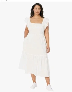 Madewell Midikleid mit Rüschen-Trägern und Stufen in Strukturstreifen (Plus) - Bild 1 von 6
