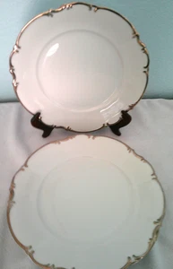 4 Hutschenreuther Sylvia Revere Dinner Plates Ivory Platinum Trim Germany 8045 - Picture 1 of 4