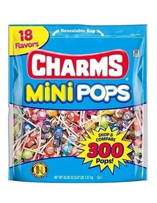 Charms Mini Pops Assorted Candy Lollipops 300 Count Variety Pack 18 Flavors - Image 1 of 2
