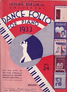 Tanzmappe für Klavier 1933 Hits #24 Fox Trot Waltz One Step Irving Berlin, Inc - Bild 1 von 3