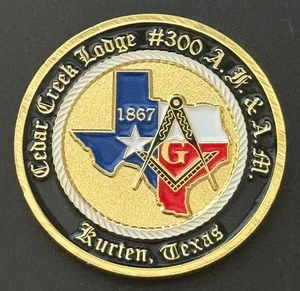 Cedar Creek Lodge Nr. 300 Kurten Texas Mason Chapter Münze Medaille Freimaurer TX - Bild 1 von 2