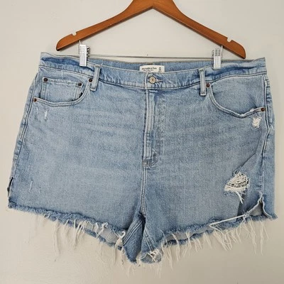 Abercrombie & Fitch high rise mom shorts distressed light wash plus size 35 / 20 - Image 1 of 4