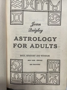 1969 Astrology For Adults Joan Quigley Hardcover 1st Edition - Picture 1 of 13
