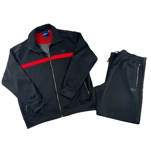 Adidas GIOIA Hombres XL Chaqueta de Pista Cuero Acentos Trifolio Cremallera Completa Negra Rara - Imagen 1 de 17
