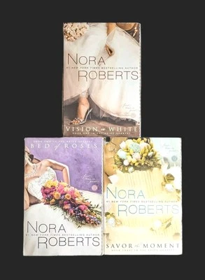 Lot of 3 Nora Roberts Books - Bride Quartet Series 1-3 Bed Roses Savor Vision - Image 1 of 4