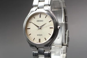 2000 [Exc+5] Vintage Seiko Dolce 8J41-0A10 Quartz Silver Round Men's Watch JAPAN - Picture 1 of 10
