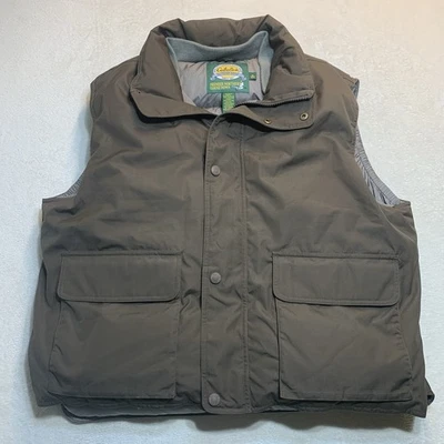 Cabela’s Puffer Vest Mens XL Brown Collared Premier Northern Goose Down Zip Snap - Image 1 of 4