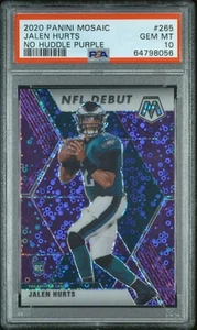 2020 Mosaic Jalen Hurts No Huddle Purple Rookie #265 PSA 10 Philadelphia Eagles - Picture 1 of 2