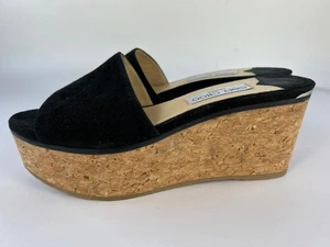 Jimmy Choo sandals Deedee platform wedge black suede 39.5 uk6.6 rarely worn *LC - Picture 1 of 10