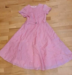PAMPOLINA Kleid Rosa Leinenkleid Stickerei Perlen 100% Leinen 152 P604 - Bild 1 von 9