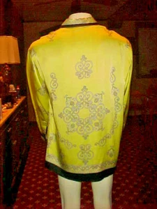 VINTAGE MEN'S CETA ITALIANO 100% SILK SHIRT LIME GREEN & BLACK GREEK SIZE MEDIUM - Picture 1 of 10